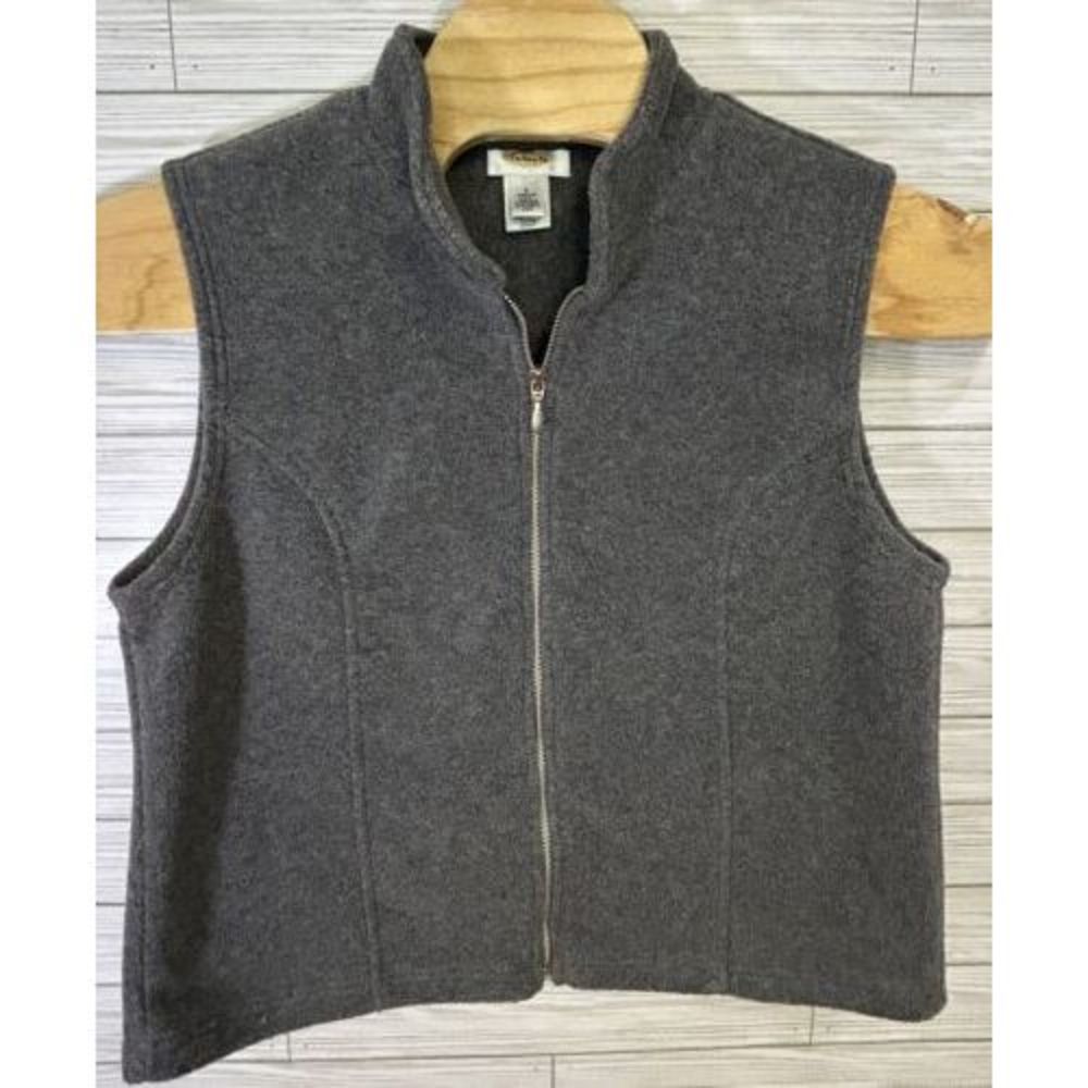 Talbots Women's Fleece Full Zip Sleeveless Vest Size Lg USA Made Golf Tennis - Picture 2 of 6
